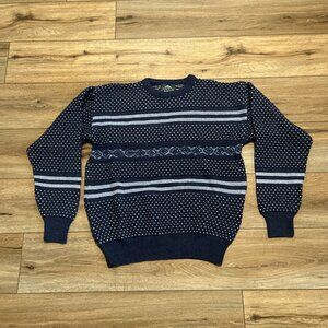Men's VTG Jantzen Knit Sweater SZ LARGE Blue USA Made Retro Grandpa